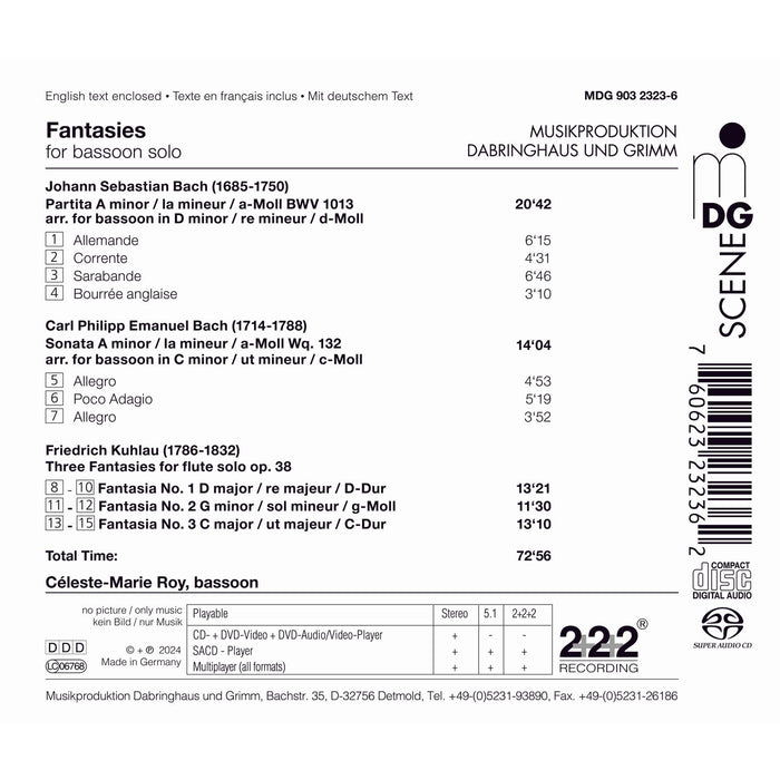 Celeste-Marie Roy - Fantasies for Bassoon Solo - MDG90323236