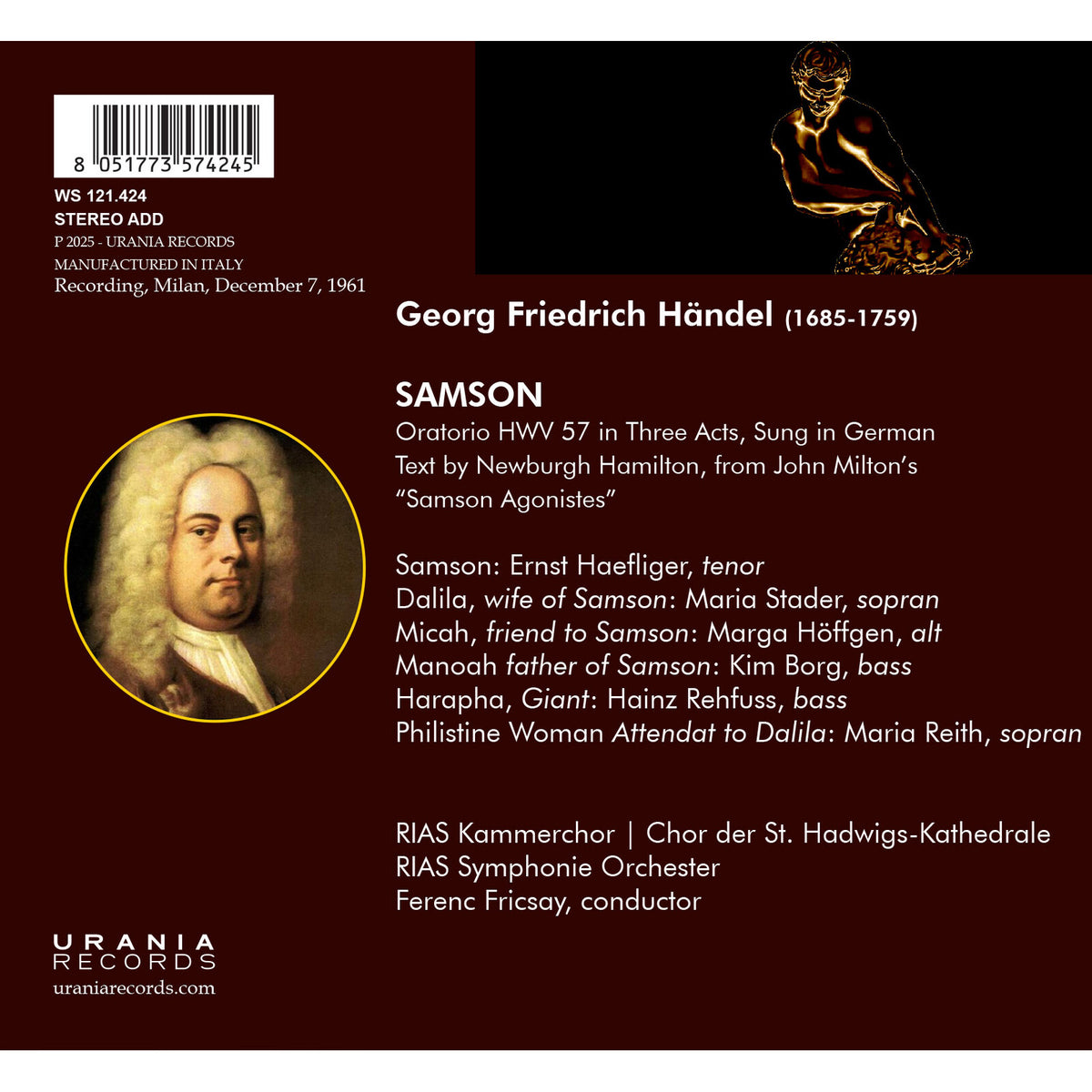 Ferenc Fricsay; RIAS Symphonie Orchester - Handel: Samson - WS121424