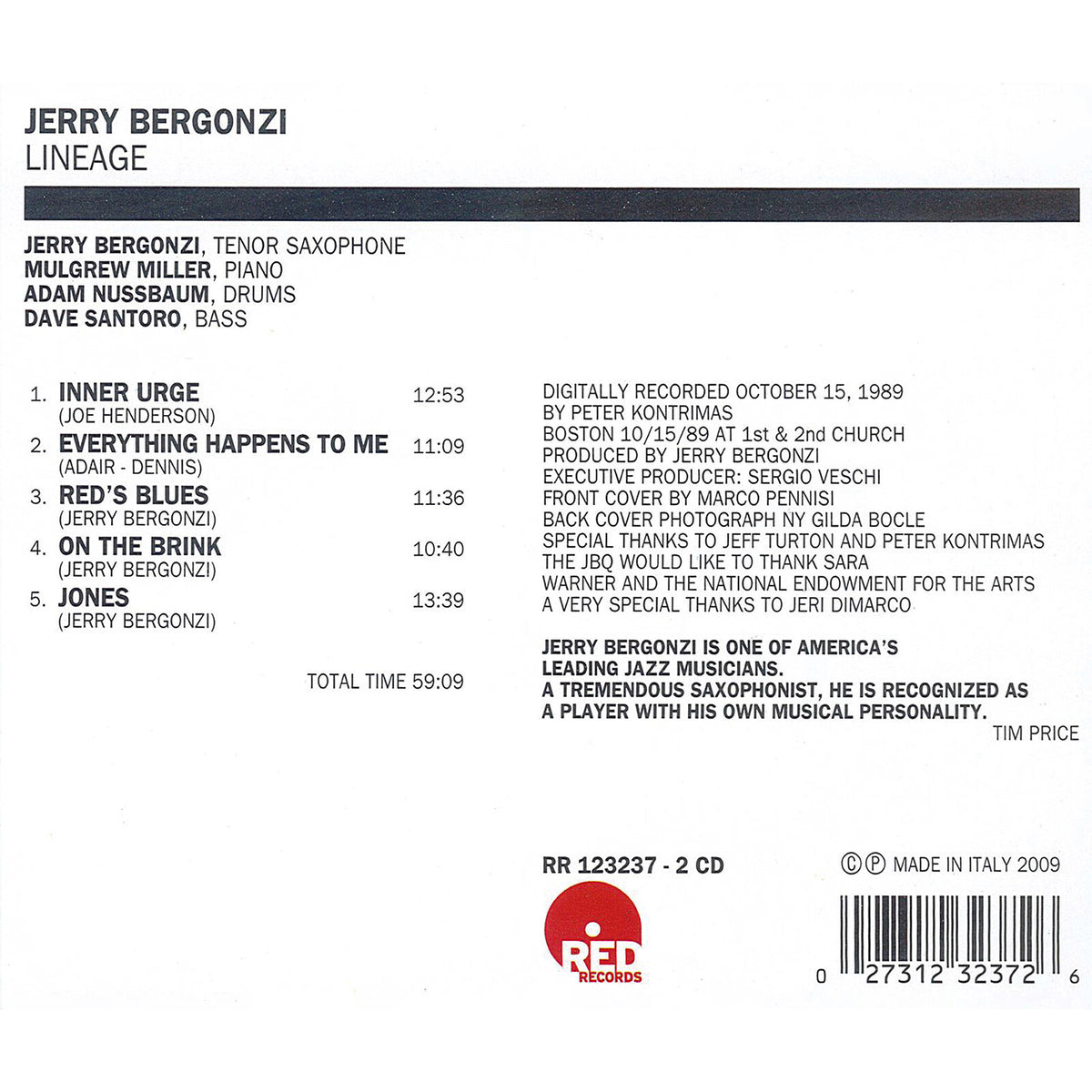 Jerry Bergonzi - Lineage - RR1232372