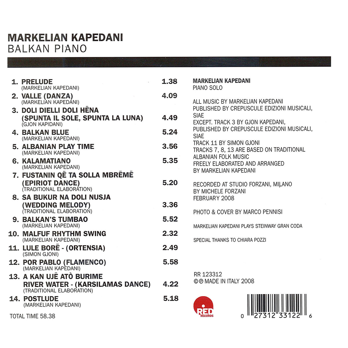 Markelian Kapedani - Balkan Piano - RR1233122