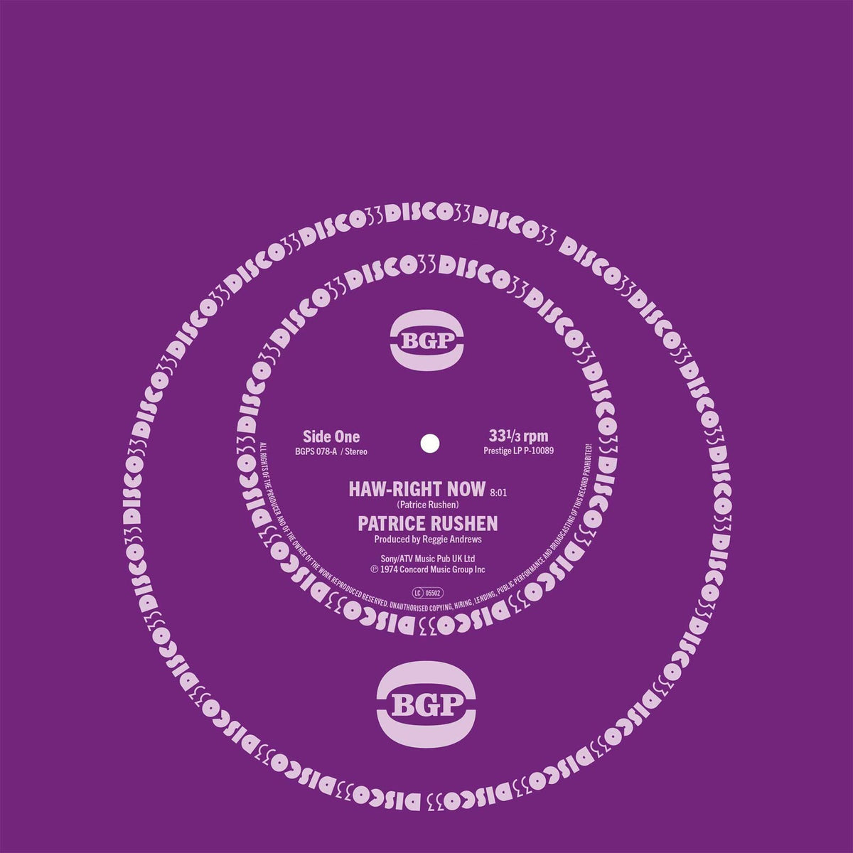 Patrice Rushen - Haw-Right Now / Kickin' Back - BGPS078