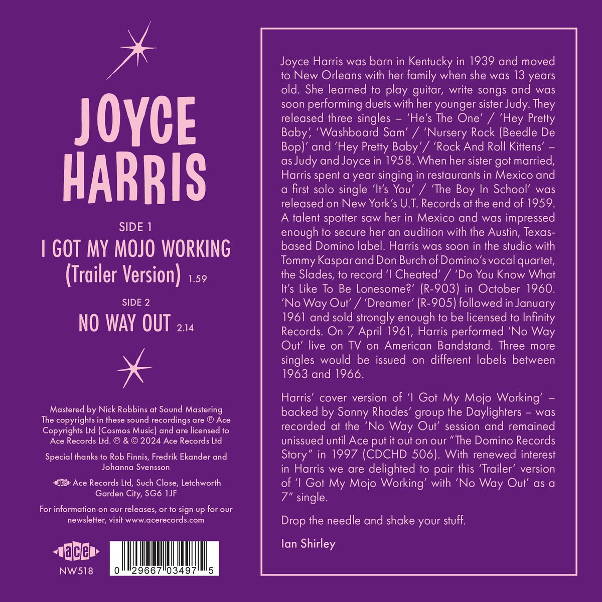 Joyce Harris - Got My Mojo Working (Trailer Version) / No Way Out - NW518