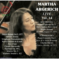 Martha Argerich; North German Radio Orchestra; Orchestre de la Suisse Romande; Moshe Atzmon; Charles Dutoit - Martha Argerich Live, Vol.14: Beethoven, Tchaikovsky, Zurich Recital 1977 - DHR-82034