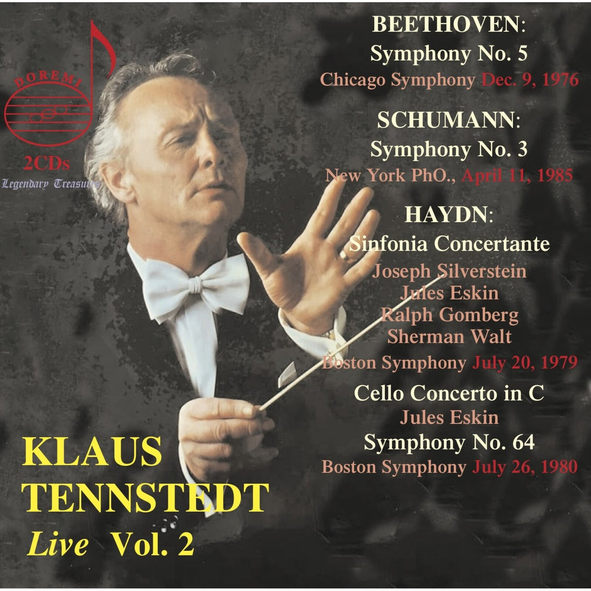 Chicago Symphony Orchestra; New York Philharmonic Orchestra; Boston Symphony Orchestra; Joseph Silverstein; Jules Eskin; Ralph Gomberg; Sherman Walt; Klaus Tennstedt - Klaus Tennstedt: Live, Vol. 2 - DHR-82434