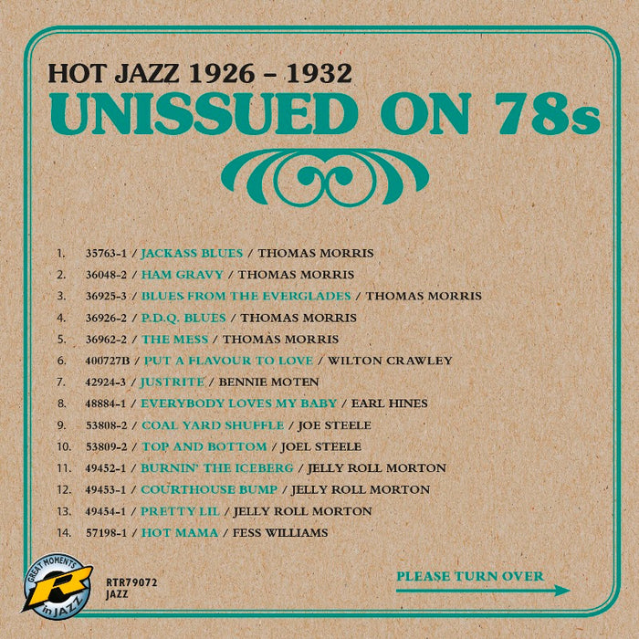 Various Artists - Unissued on 78's: Hot Jazz 1926 - 1932 - RTR79072