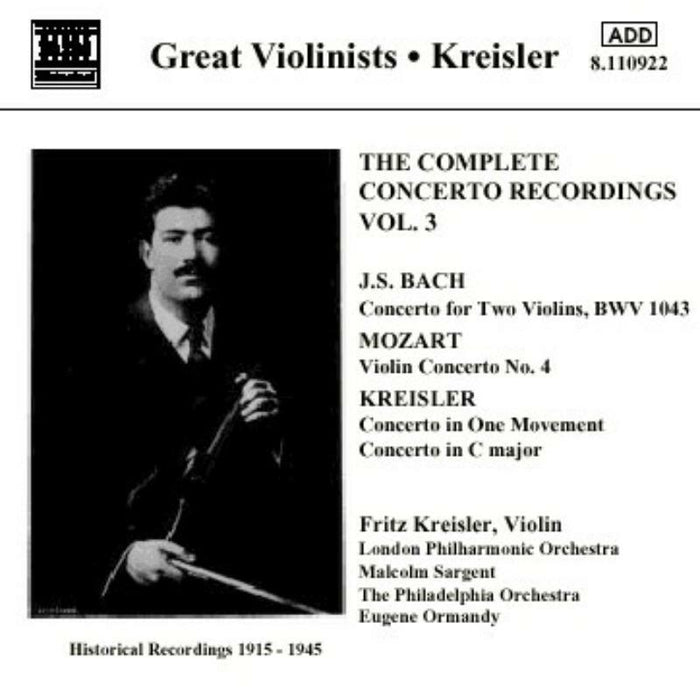 Kreisler - BACH, J.S. / MOZART: Violin Concertos - 8110922