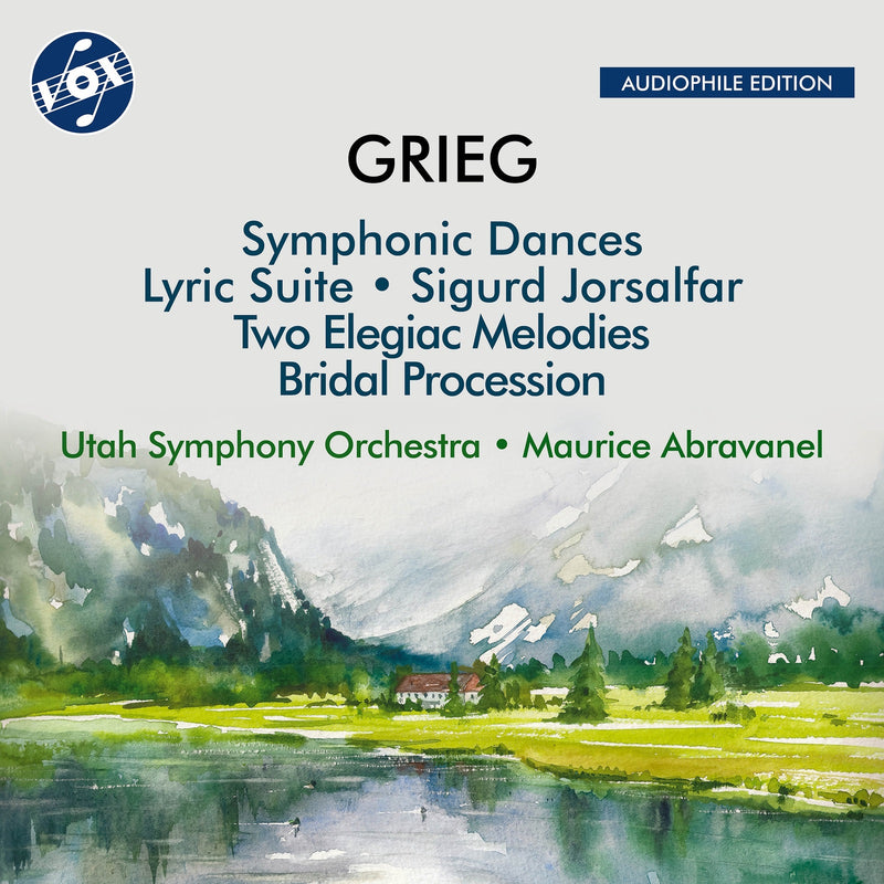 Utah Symphony Orchestra; Maurice Abravanel - Edvard Grieg: Symphonic Dances; Lyric Suite; Sigurd Jorsalfar; Two Elegiac Melodies; Bridal Procession - VOX-NX-3038CD