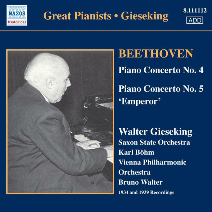 Gieseking:Vienna Po:Bohm - BEETHOVEN: Piano Concertos Nos. 4 and 5 - 8111112