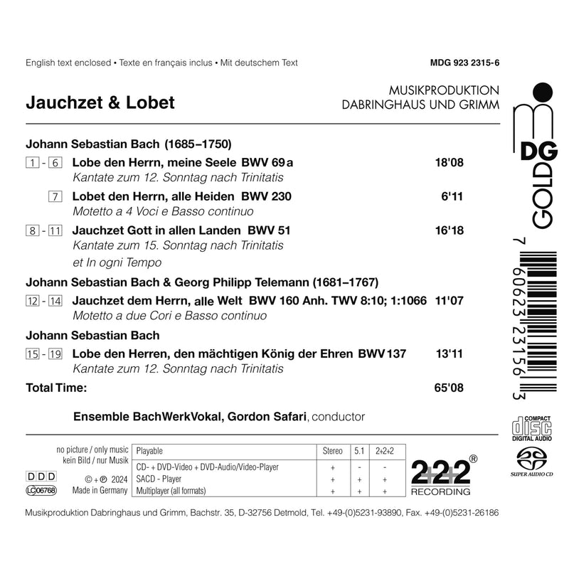 BachWerkVokal, Gordon Safari - J.S. Bach: Cantatas & Motets - MDG92323156