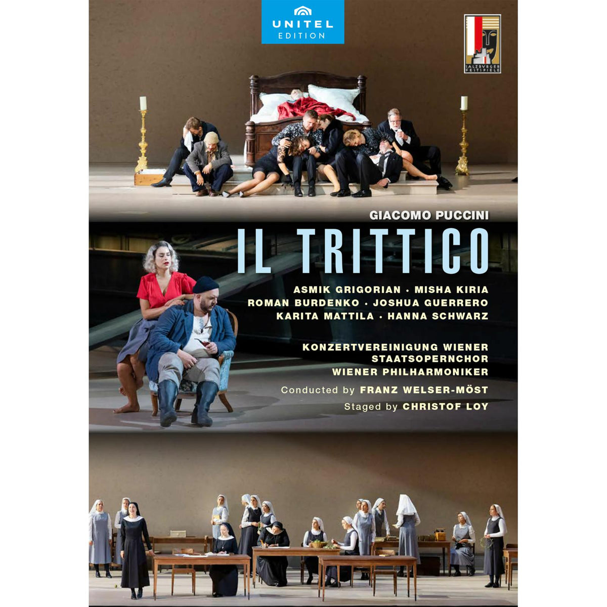 Asmik Grigorian; Misha Kiria; Roman Burdenko; Joshua Guerrero; Karita Mattila; Hanna Schwarz; Wiener Staatsopernchor; Wiener Philharmoniker; Christof Loy; Franz Welser-Most - Giacomo Puccini: Il Trittico - 808908