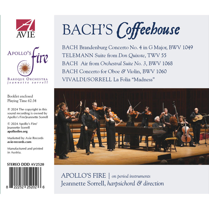 Apollo's Fire; Jeannette Sorrell - Bach's Coffeehouse: Bach, Telemann, Vivaldi - AV2520