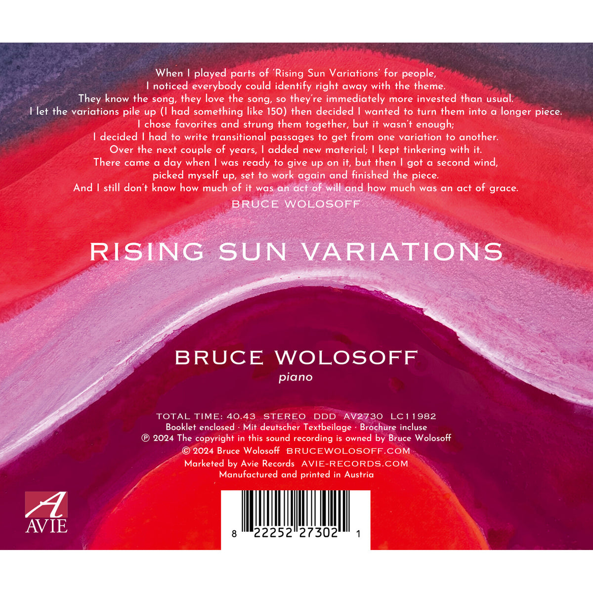 Bruce Wolosoff - Rising Sun Variations - AV2730