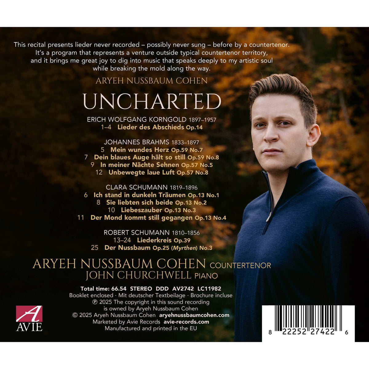 Aryeh Nussbaum Cohen; John Churchwell - Uncharted: Korngold * Brahms * Clara & Robert Schumann - AV2742