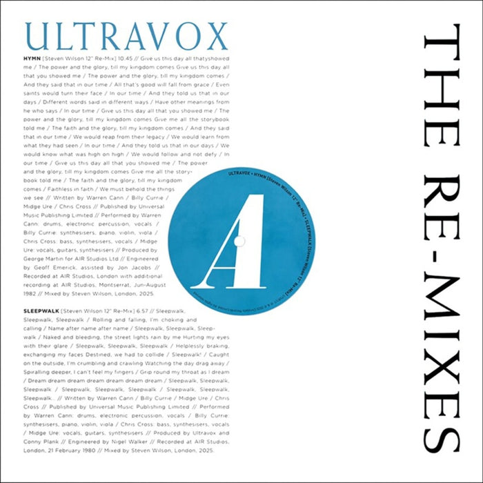 Ultravox - THE RE-MIXES [RECORD STORE DAY 2026] - UTVR1