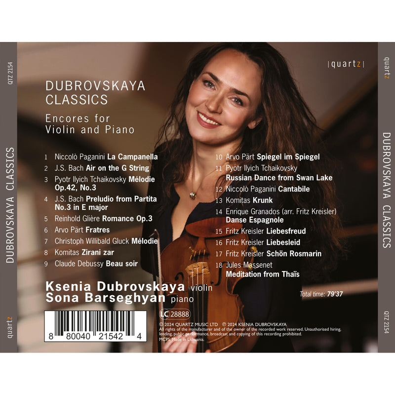 Ksenia Dubrovskaya; Sona Barseghyan - Dubrovskaya Classics - Encores for Violin and Piano - QTZ2154