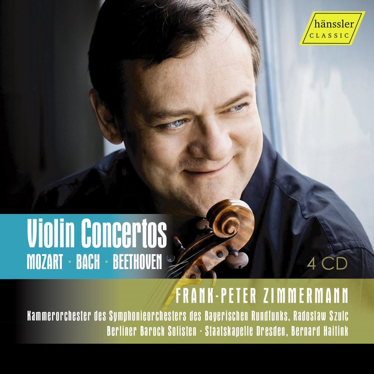 Frank-Peter Zimmermann; Serge Zimmerman; Antoine Tamestit; Berliner Barock Solisten; Kammerorchester des Symphonieorchesters des Bayerischen Rundfunks; Staatskapelle Dresden; Radoslaw Szulc; Bernard Haitink - Violin Concertos by Frank Peter Zimmermann (Works by Wolfgang Amadeus Mozart; Johann Sebastian Bach; Ludwig von Beethoven) - HC24002