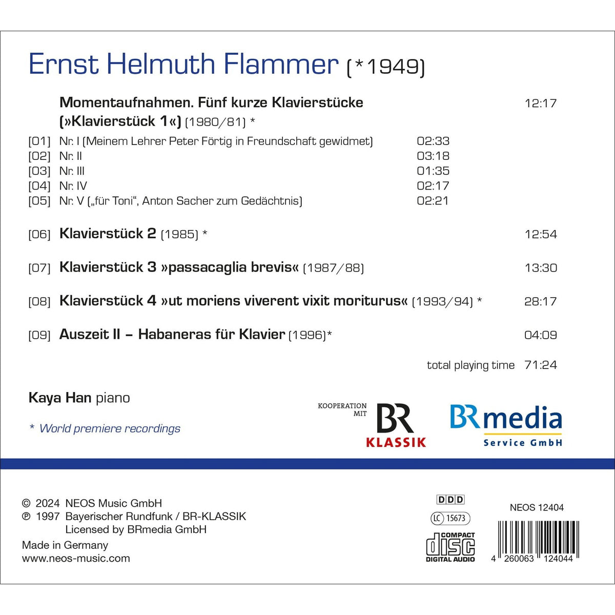 Kaya Han - Ernst Helmuth Flammer: Early Piano Pieces - NEOS12404