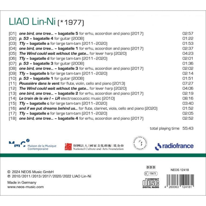 Helene Breschand, Laurence Bancaud, David Joignaux, Wilhem Latchoumia, Christelle Sery, Fanny Vicens, Wang Ying-Chieh, Ensemble Cairn, L'arsenale - LIAO Lin-Ni: Bagatelles - NEOS12418