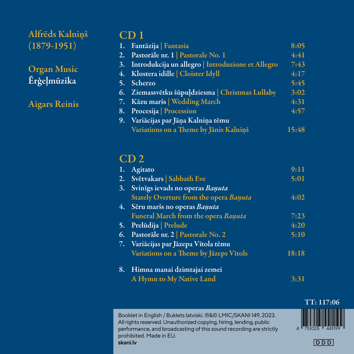 Aigars Reinis - Alfreds Kalnins: Organ Music - LMIC149