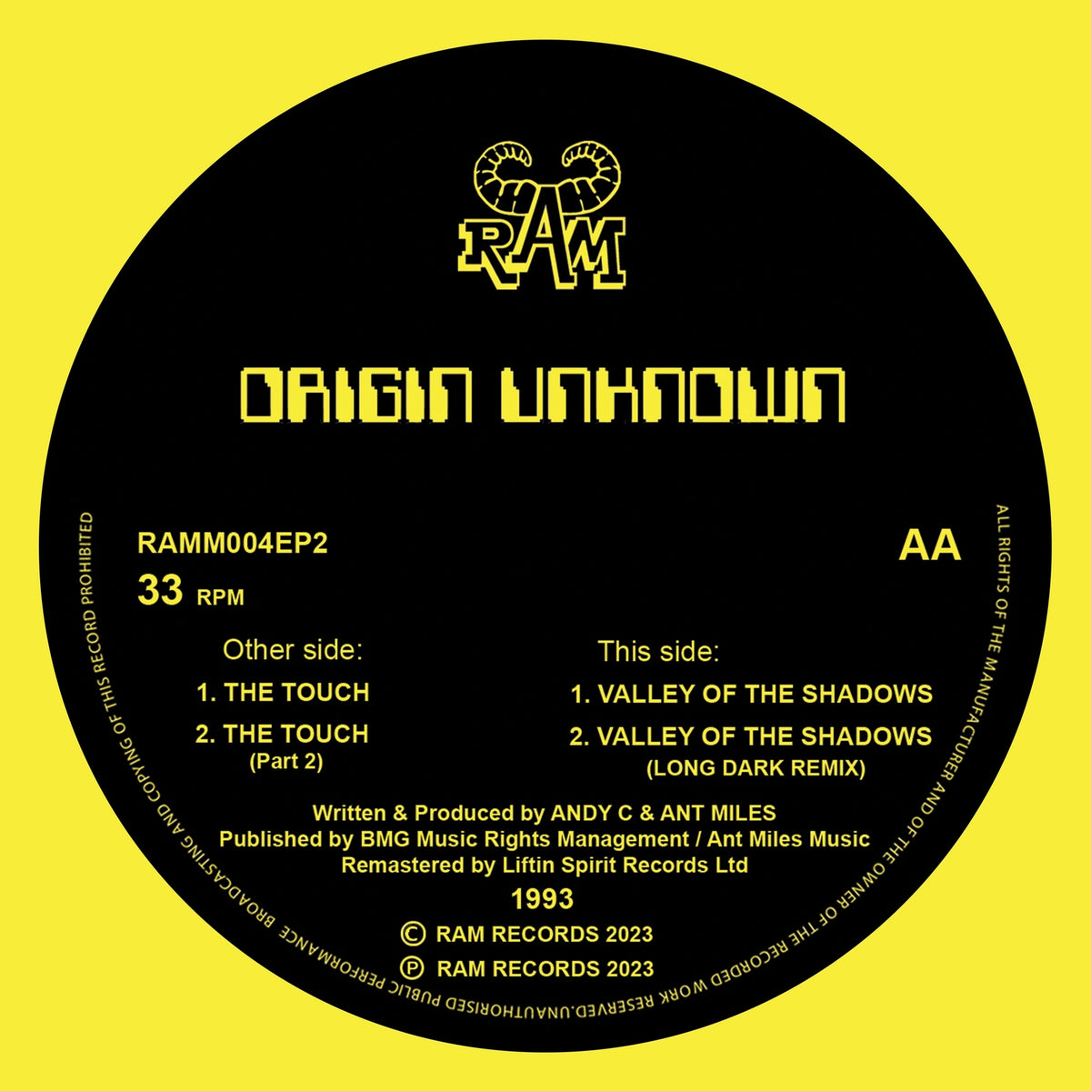 Origin Unknown - The Touch/Valley Of The Shadows - RAMM004EP2Y