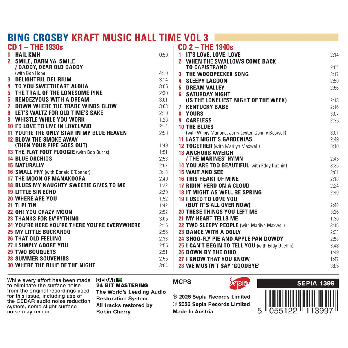 Bing Crosby - Kraft Music Hall Time Vol. 3 - SEPIA1399