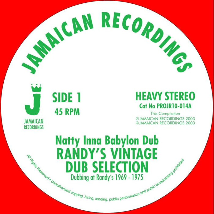 Randy'sVintage DubSelection - NattyInnaBabylon Dub' /  'Dub Feeling, It's ADubbingLie - PROJR10014