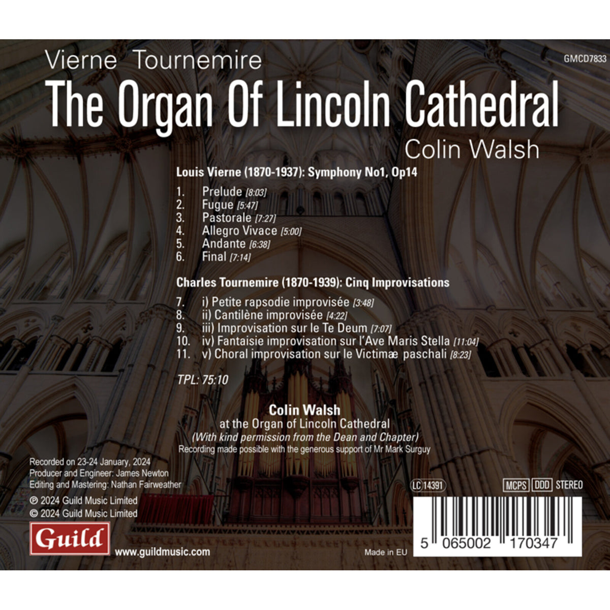 Colin Walsh - Louis Vierne; Charles Tournemire: The Organ of Lincoln Cathedral - GMCD7833