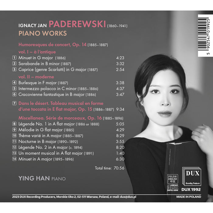 Ying Han - Paderewski: Piano Works - DUX1992
