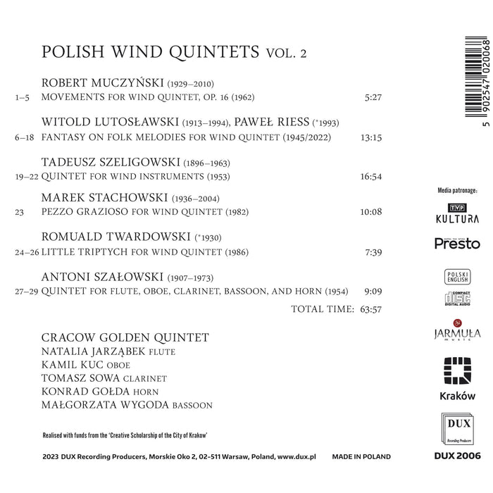 Cracow Golden Quintet - Polish Wind Quintets Vol. 2 - DUX2006