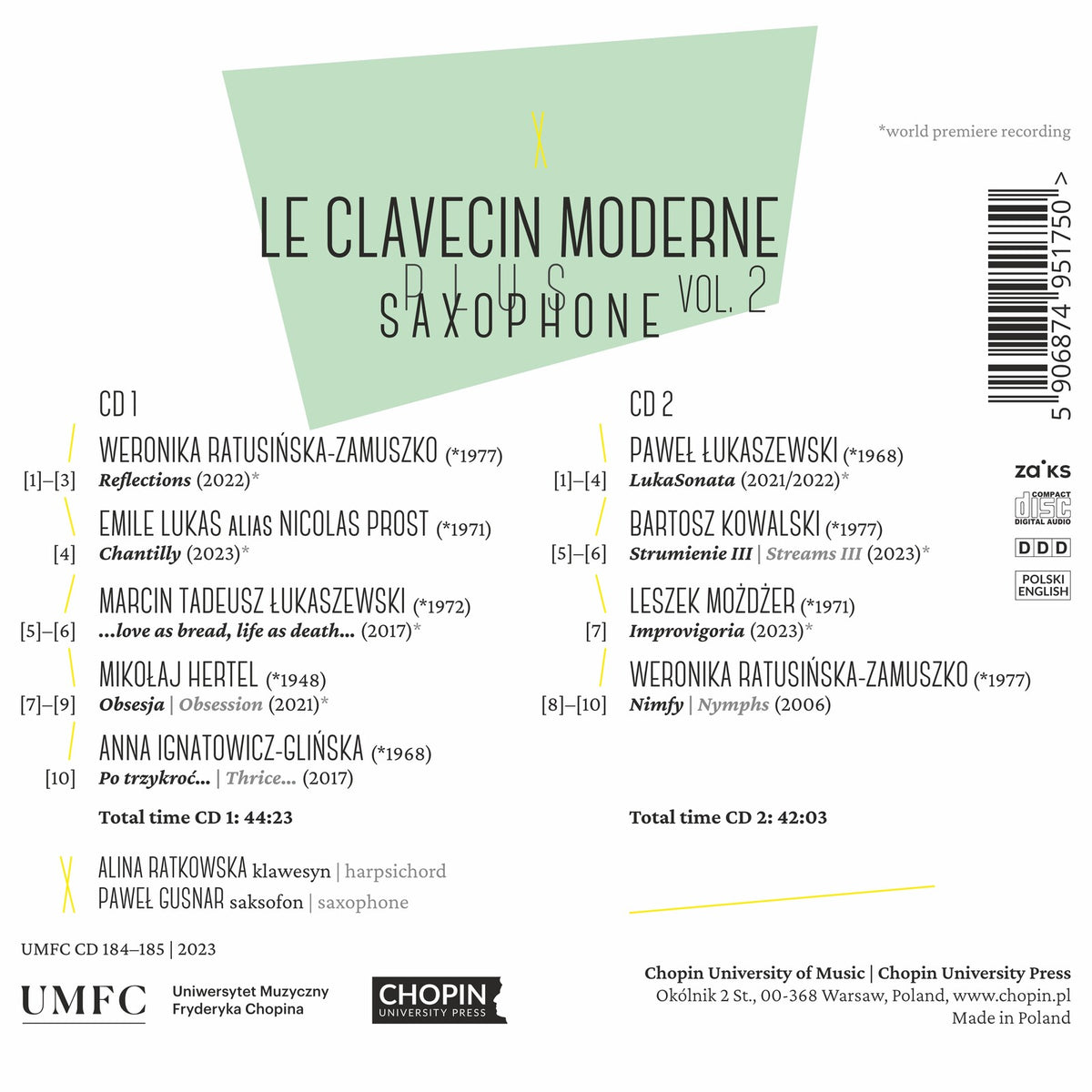 Alina Ratkowska, Pawel Gusnar - Le Clavecin Moderne plus Saxophone Vol. 2 - UMFCCD184-185