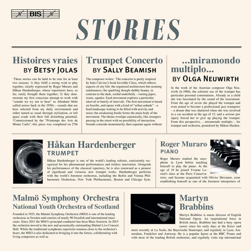 Hardenberger/Muraro/Brabbins - Stories: Betsy Jolas: Histoires vraies, Sally Beamish: Trumpet Concerto, Olga Neuwirth: … miramondo multiplo … - BIS2293