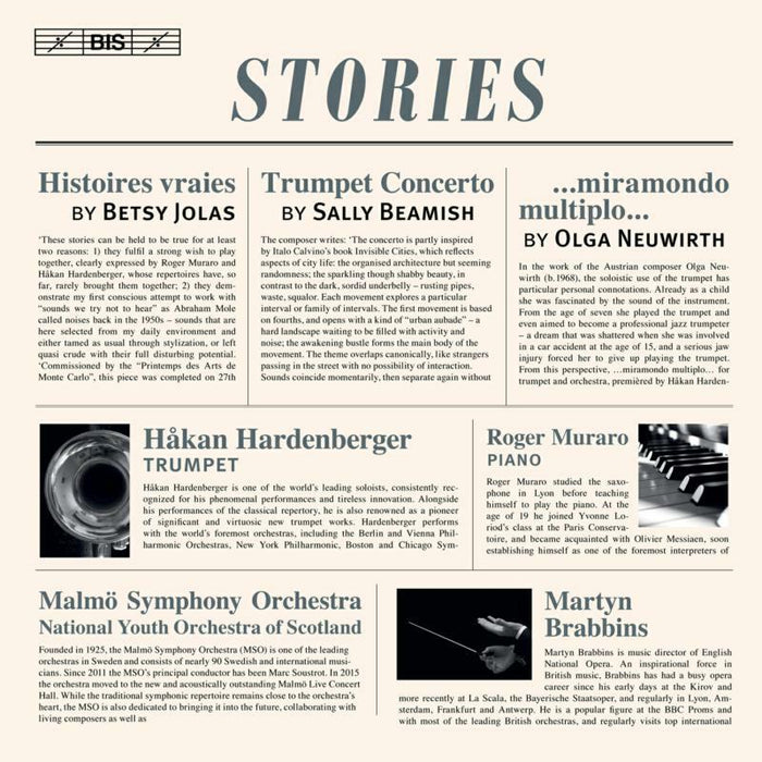Hardenberger/Muraro/Brabbins - Stories: Betsy Jolas: Histoires vraies, Sally Beamish: Trumpet Concerto, Olga Neuwirth: … miramondo multiplo … - BIS2293