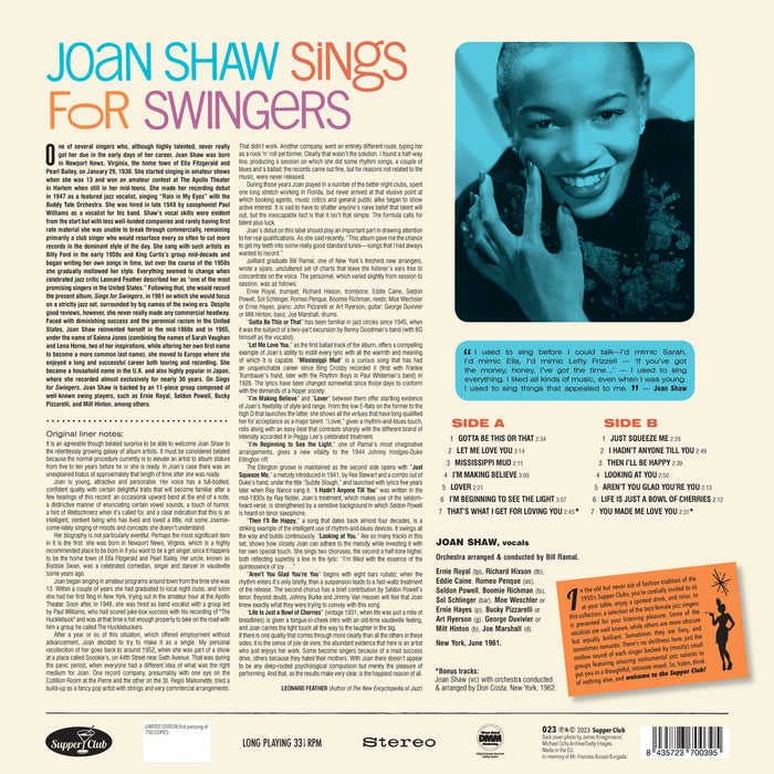Joan Shaw - Sings For Swingers - 023SP