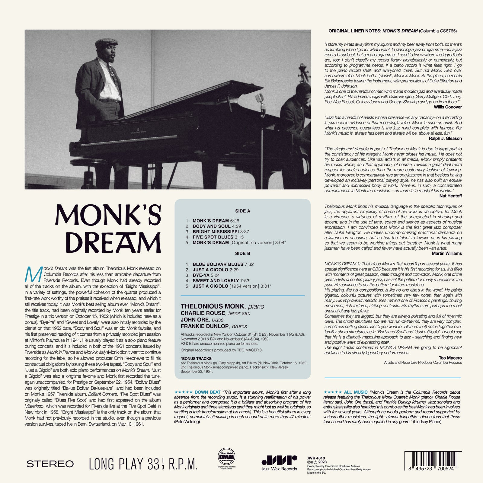 Thelonious Monk Quartet: Monk's Dream – Proper Music