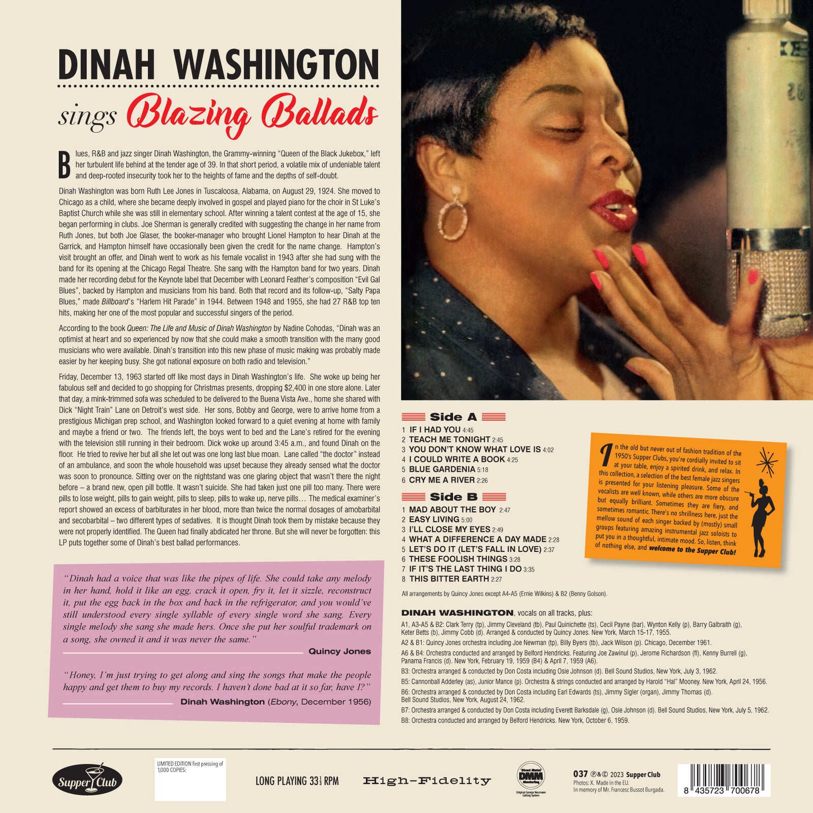 Dinah Washington: Sings Blazing Ballads – Proper Music