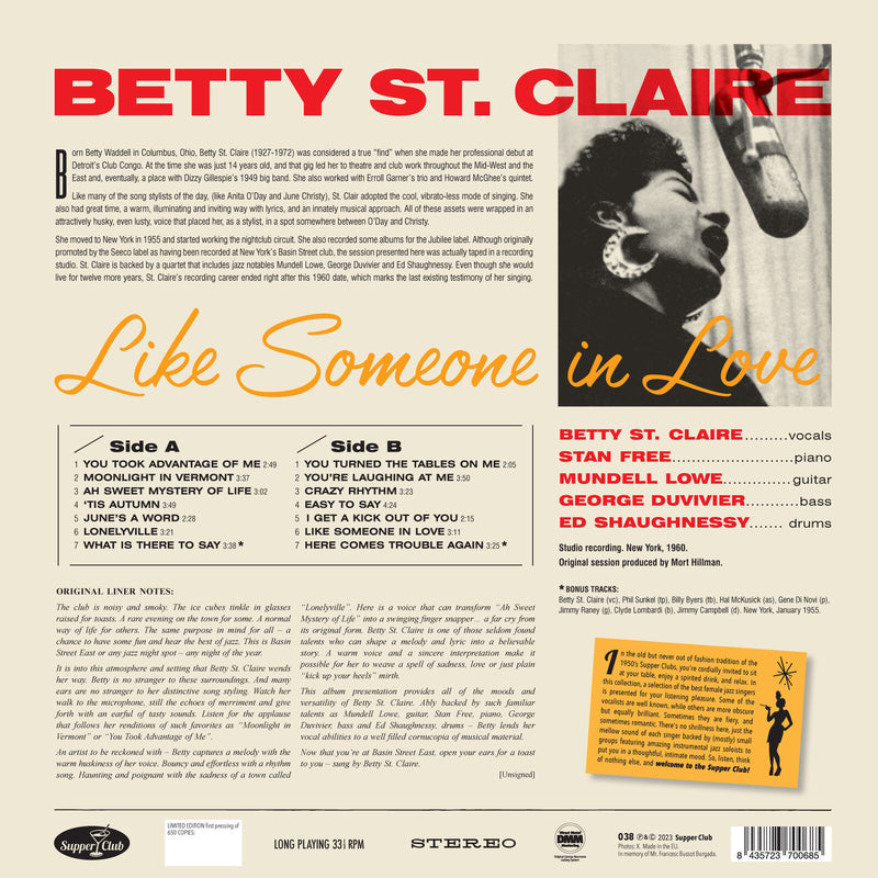 Betty St. Claire - Like Someone In Love - At Basin Street - 038SP