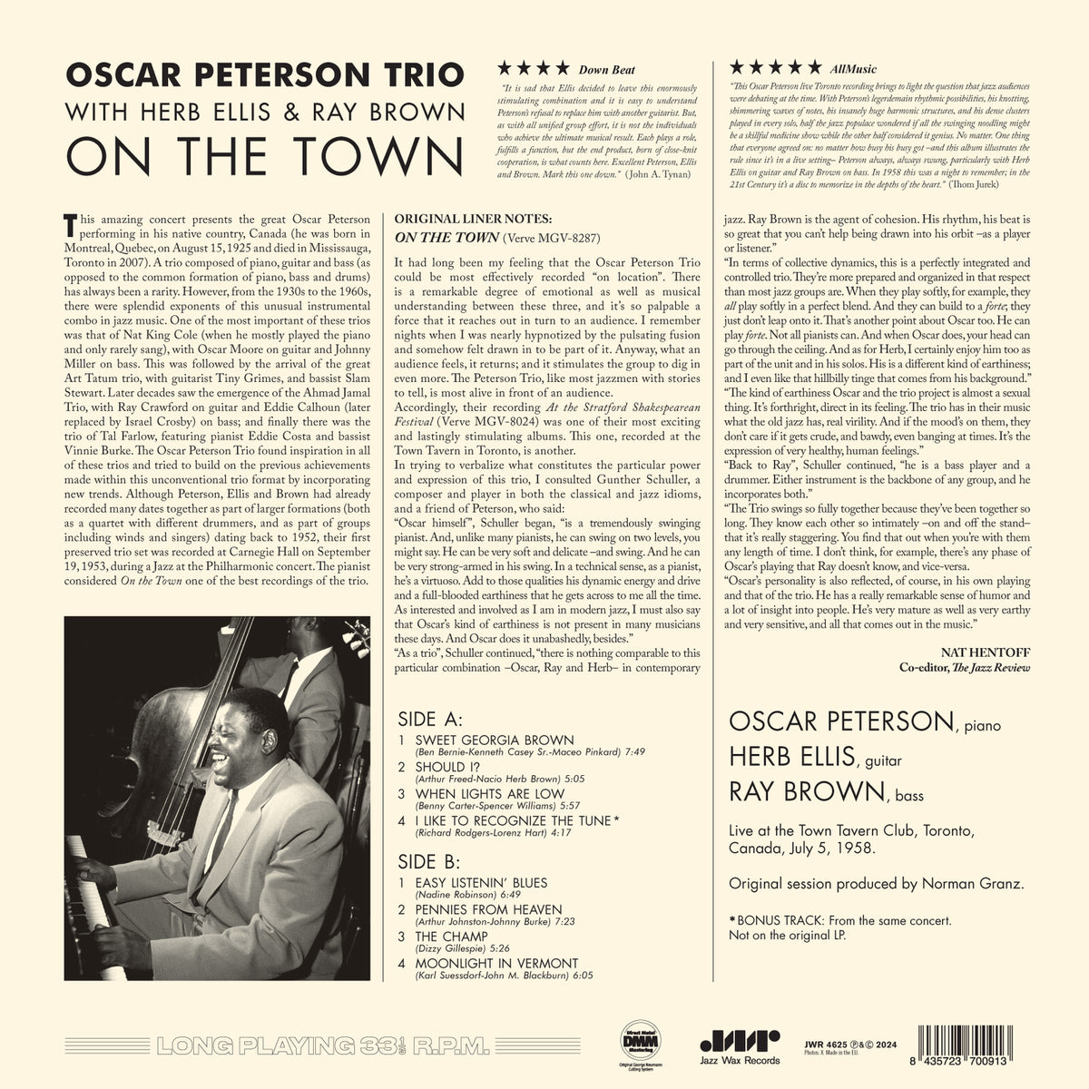 Oscar Peterson Trio - On The Town with the Oscar Peterson Trio - 4625LP