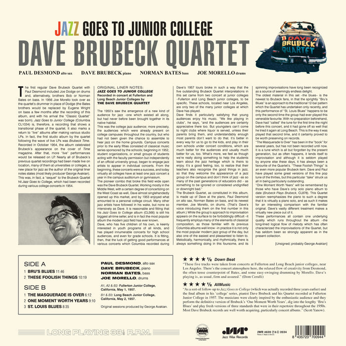 Dave Brubeck Quartet - Jazz Goes To Junior College (Limited Edition) - 4628LP