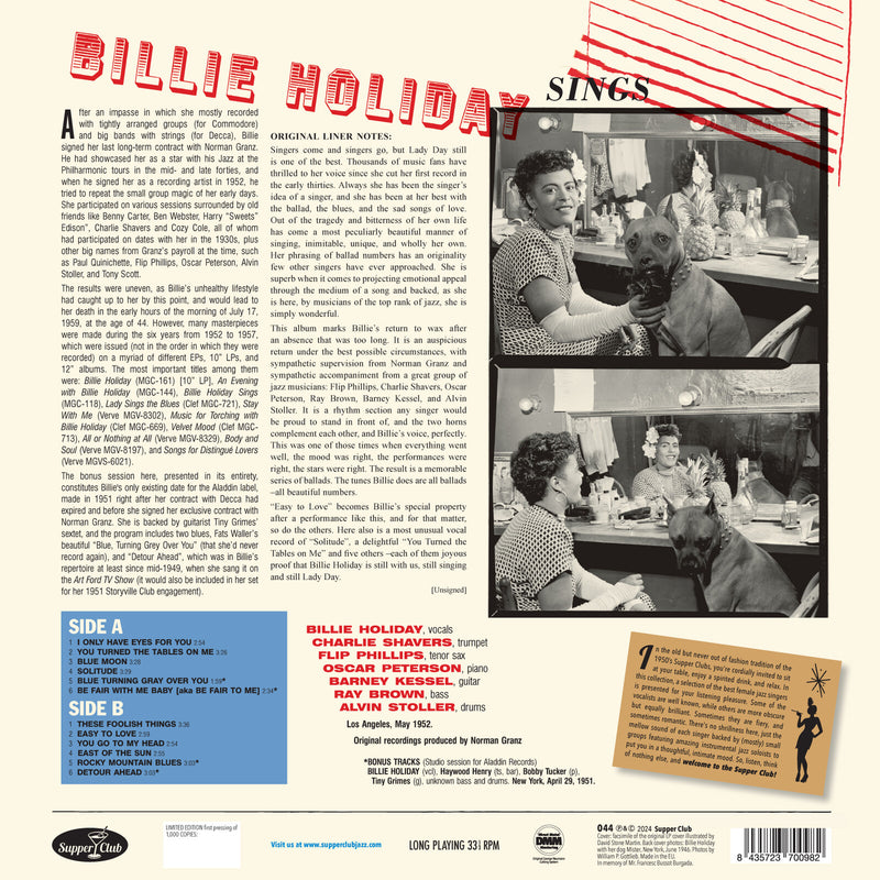Billie Holiday - Billie Holiday Sings - 044SP