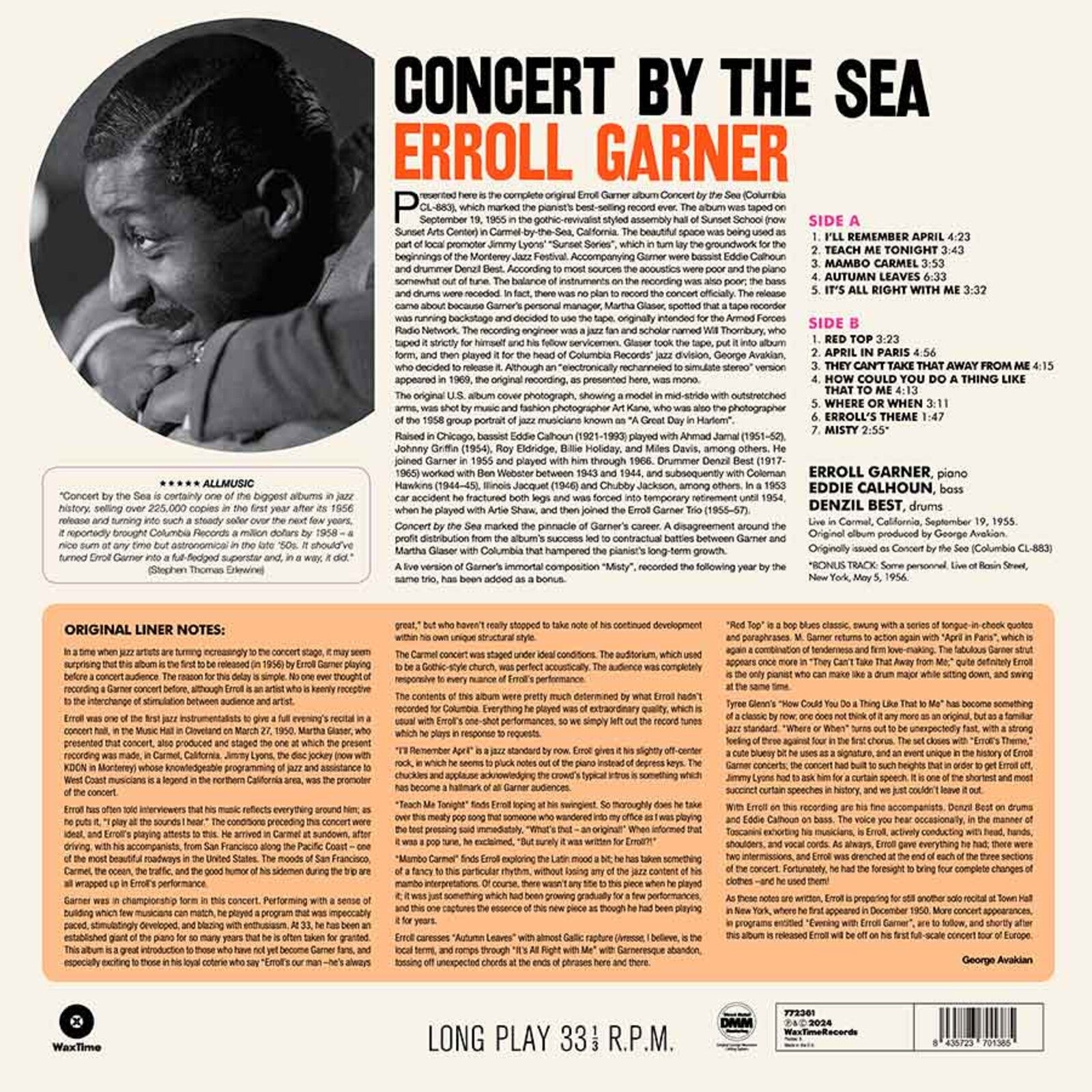 欧LP Erroll Garner Concert By The Sea 772361 WaxTimeRecords /00260
