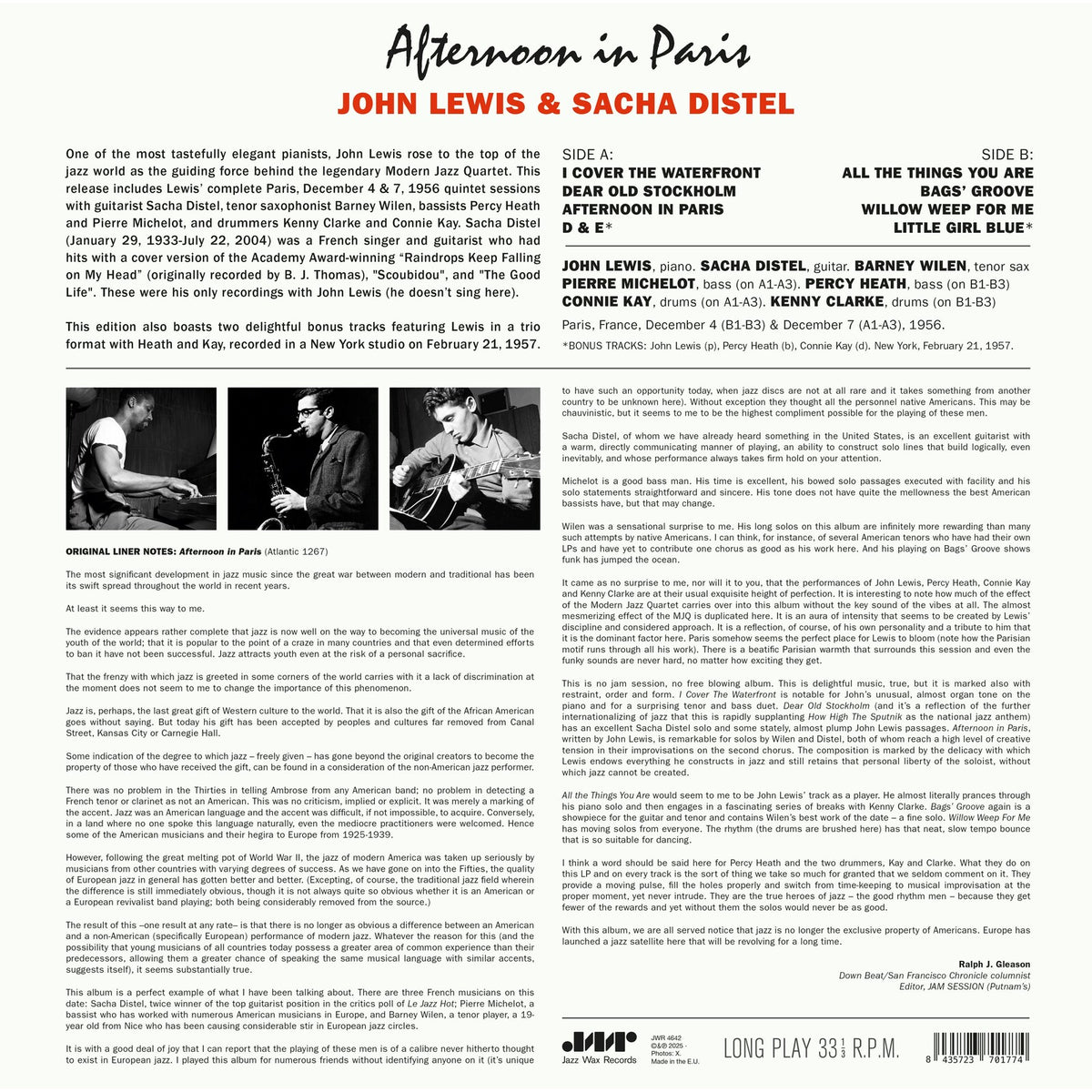 John Lewis & Sacha Distel - Afternoon In Paris - JWR4642