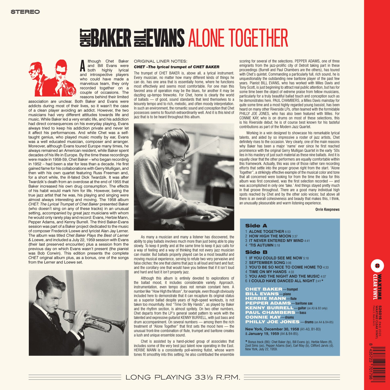 Chet Baker & Bill Evans: Alone Together – Proper Music