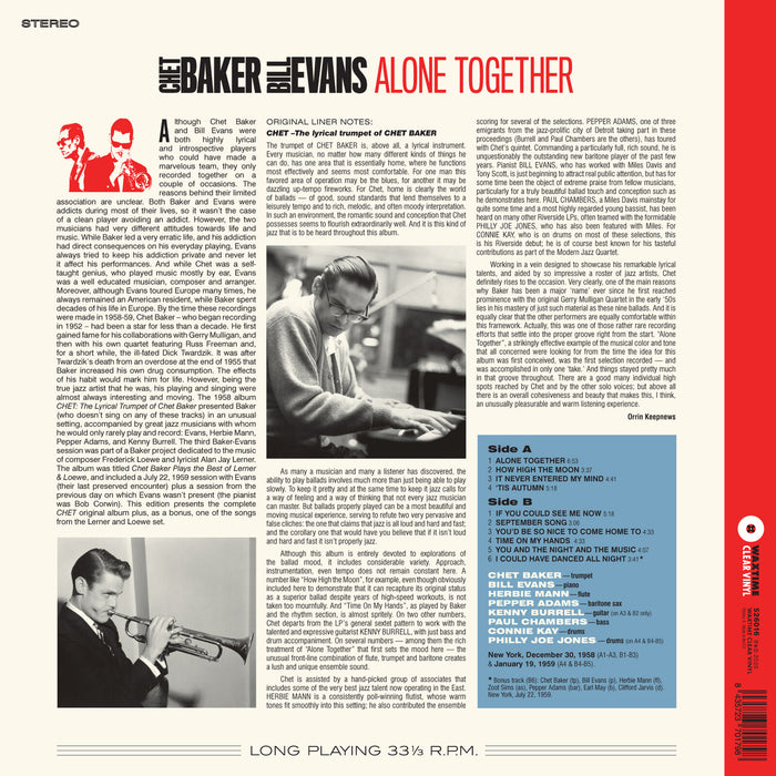 Chet Baker & Bill Evans - Alone Together - 526016