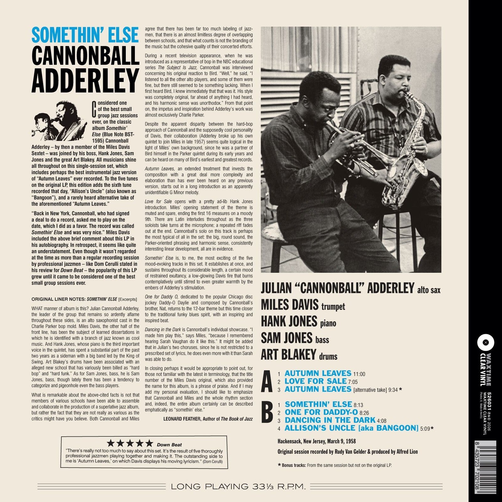 洋楽 Cannonball Adderley Somethin' Else 1595 Cannonball Adderley: Somethin' Else – Proper Music