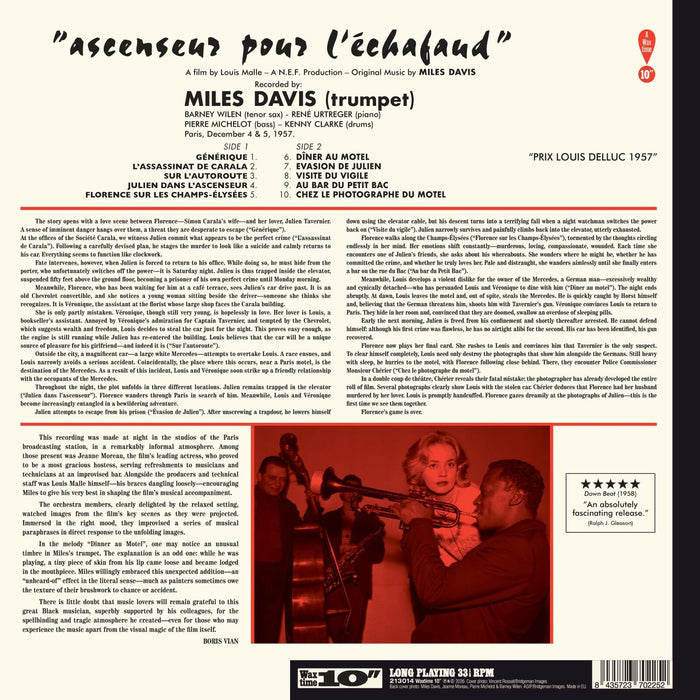 Miles Davis - Ascenseur Pour L'Echafaud (Limited 10 Inch Colored Red Edition) - 213014