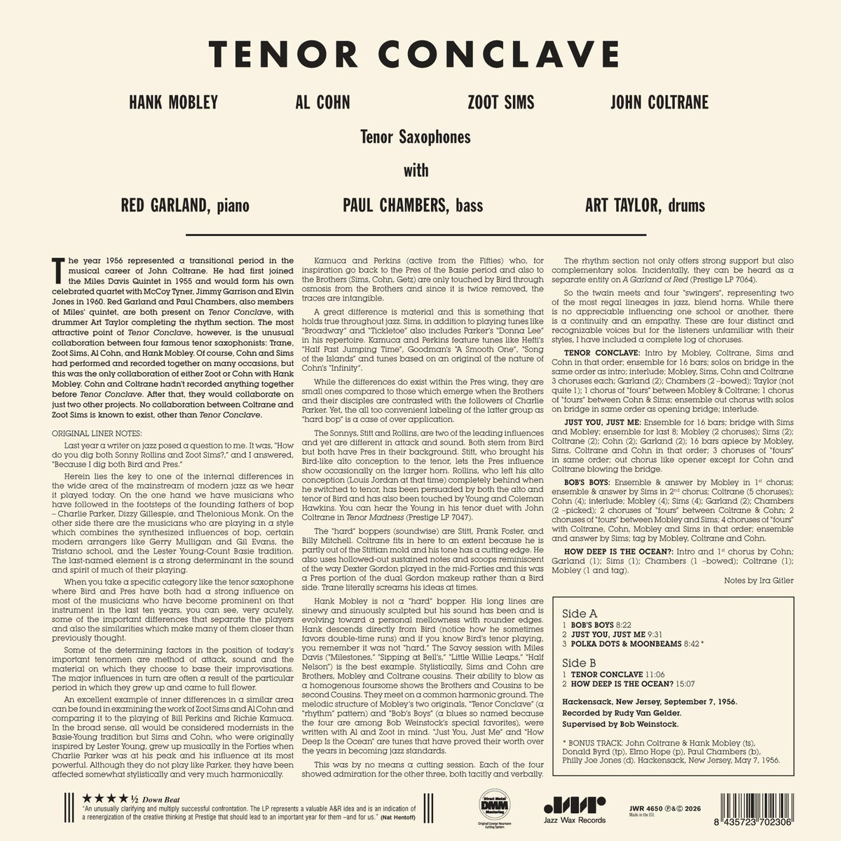Hank Mobley & John Coltrane - Tenor Conclave - JWR4650LP