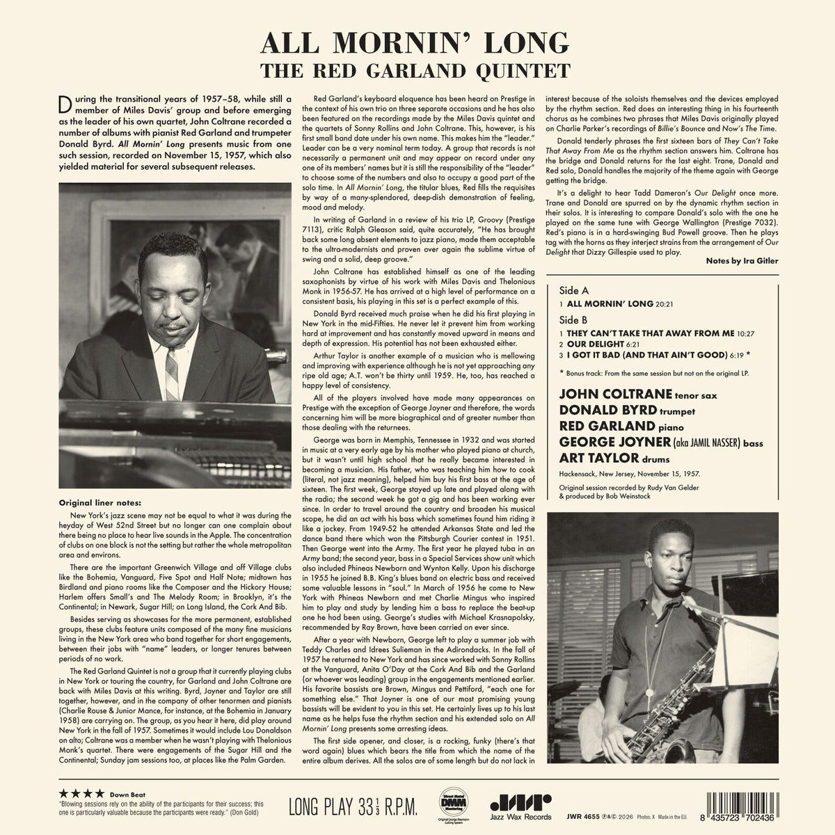Red Garland - All Mornin' Long - JWR4655LP