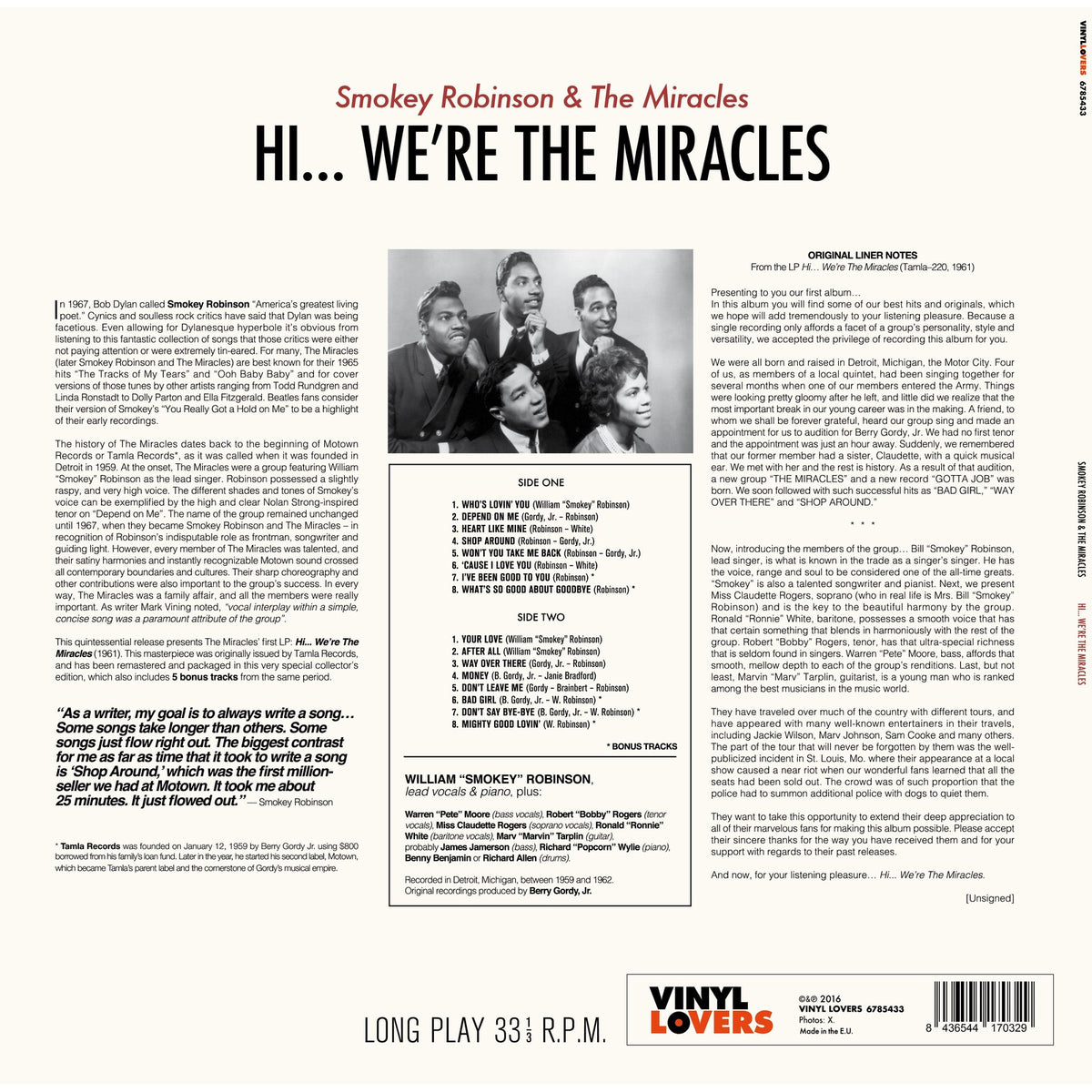 Smokey Robinson & The Miracles - Hi - We're The Miracles - 6785433
