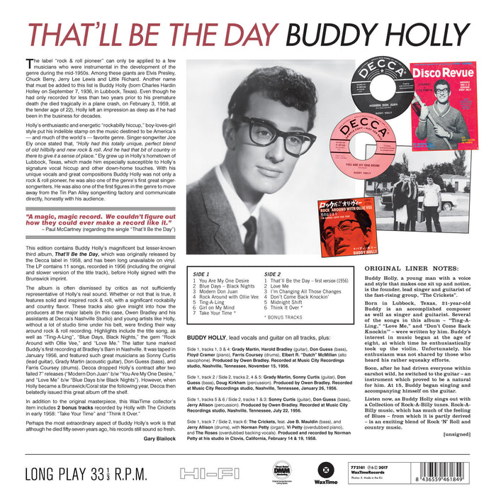 Buddy Holly - That'll Be The Day - 772161