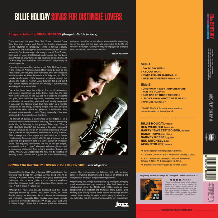 Billie Holiday - Songs Of Distingue Lovers - 350304